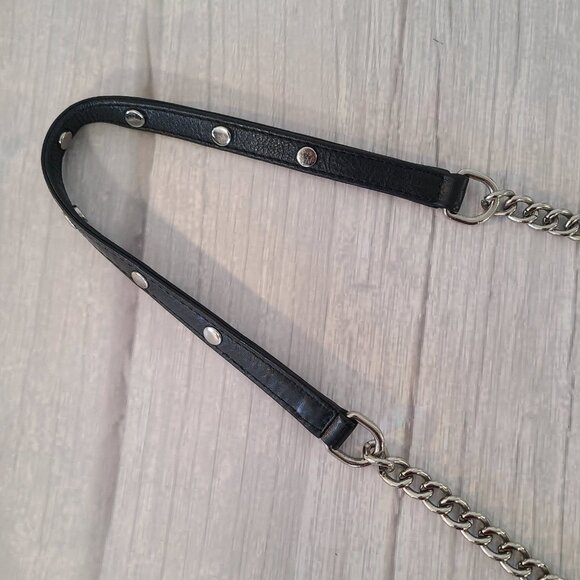 Rebecca Minkoff Mini Mac Cross Body Bag Chain Link Black Leather Studded - Picture 7 of 9